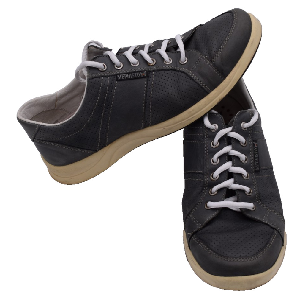 Mephisto RunOff Air Jet Hero Perf Sneakers Shoes Leather Gray -- US Mens 8